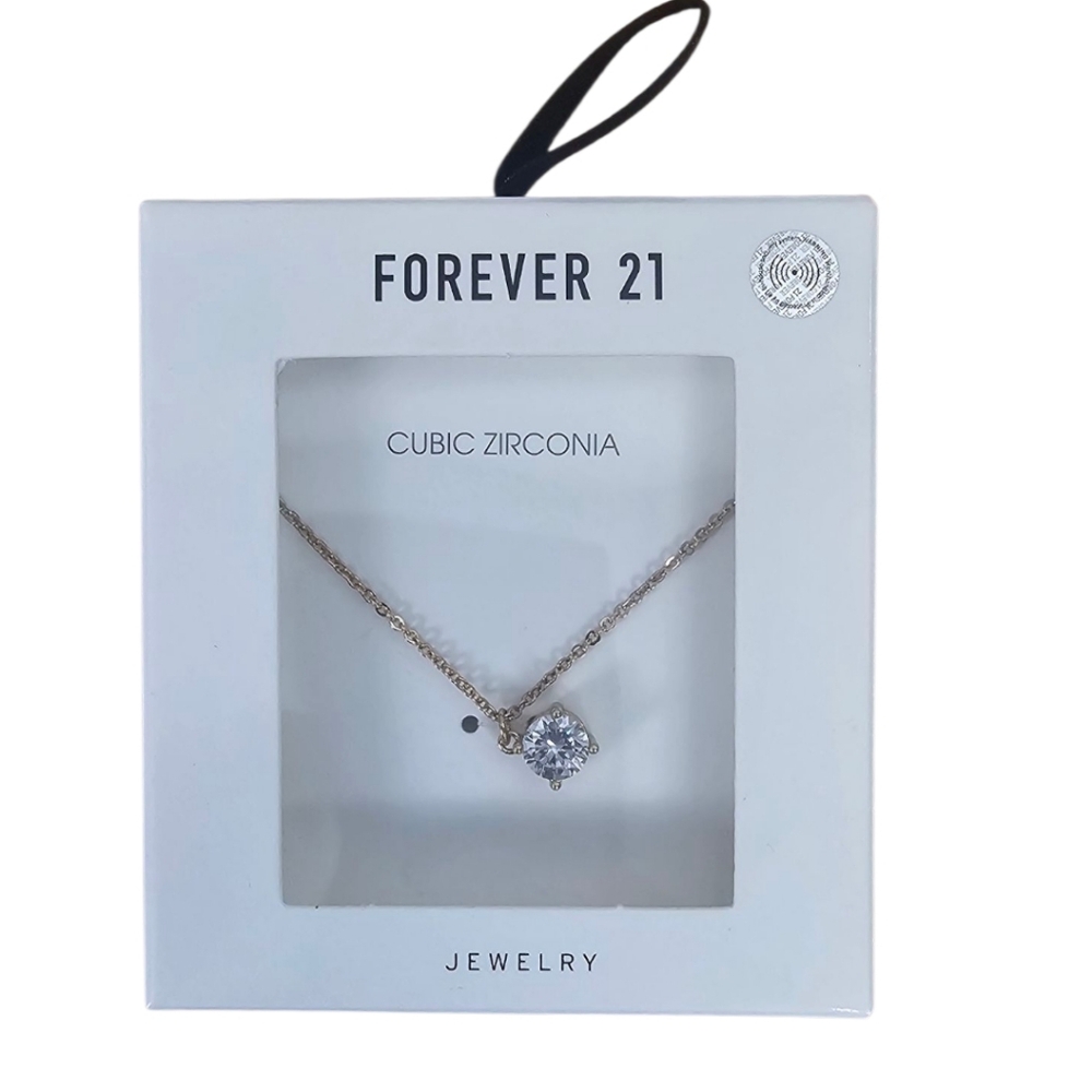 Forever 21 Cubic Zirconia Necklace – Clear Stone
